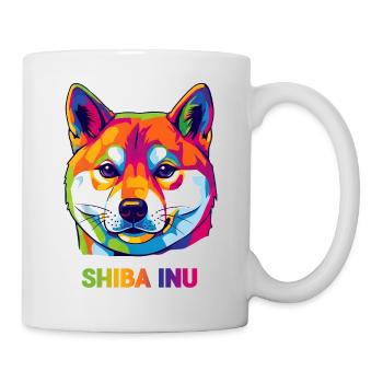 Shiba Inu Pop Art – colorful portrait for dog fans - Mug - white - Right