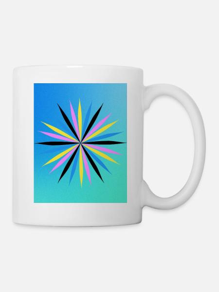 Lebendiges geometrisches Starburst-Design - Tasse - Weiß