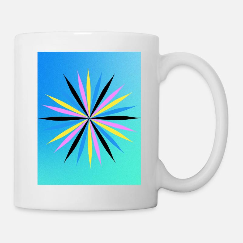 Lebendiges geometrisches Starburst-Design - Tasse - Weiß