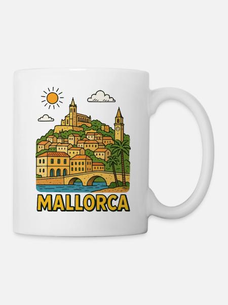 Farbige Stadtlandschaft von Mallorca - Tasse - Weiß