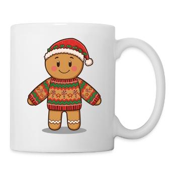 Dessin animé de bonhomme en pain d’épice - Pull de Noël laid - Mug blanc - blanc - Droite