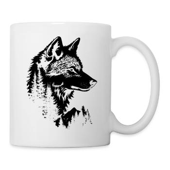 Wolf Face Forest Silhouette - Mug - white - Right