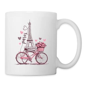 Paris Tour Eiffel Vélo Coeurs Fleurs France - Mug blanc - blanc - Droite