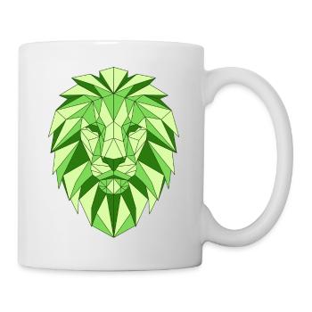 Tête de lion géométrique en vert - Mug blanc - blanc - Droite