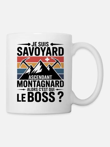 T-shirt Savoyard Montagnard – Qui est le bosse  - Mug blanc - blanc