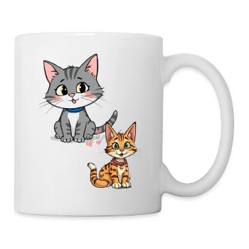 Playful cats on cute design - Mug - white - Right