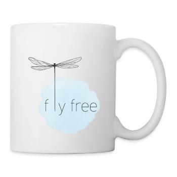 Luftiges Fliegendes Libellen-Motiv - Tasse - Weiß - Rechts