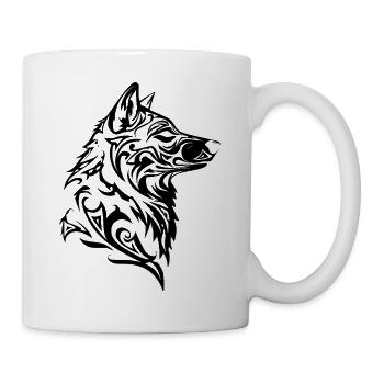 Nordic Wolf Tribal Tattoo - Mug - white - Right