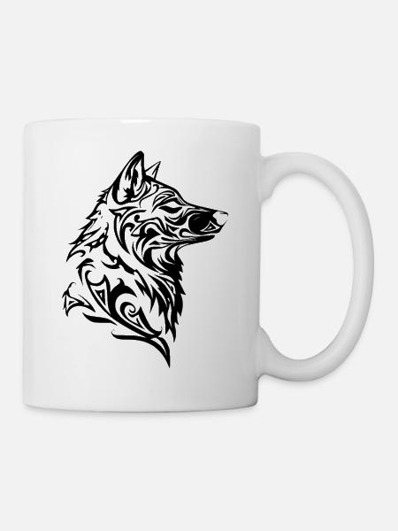 Nordischer Wolf Tribal Tattoo - Tasse - Weiß