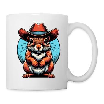 Eichhörnchen mit Cowboyhut - Tasse - Weiß - Rechts