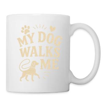 Mein Hund geht mit mir spazieren, Tierliebhaber-Design - Tasse - Weiß - Rechts
