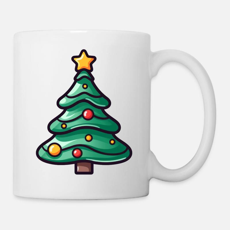 Festlicher Weihnachtsbaum Illustration - Tasse - Weiß