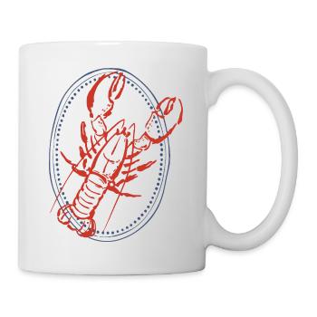 Vintage Red Lobster Illustration on Navy - Mug - white - Right