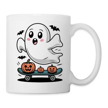 Ghost on Halloween skateboard - Mug - white - Right