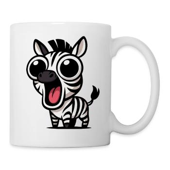 Süßes Zebra Cartoon mit Glubschaugen Freude  - Tasse - Weiß - Rechts