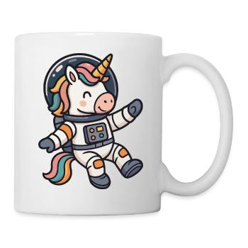 Fantasievoller Einhorn-Astronaut Regenbogenmähne - Tasse - Weiß - Rechts
