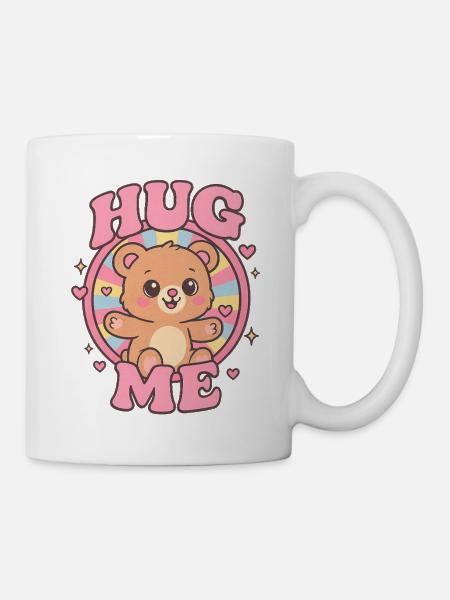 Cute cuddly bear with heart print - Mug - white