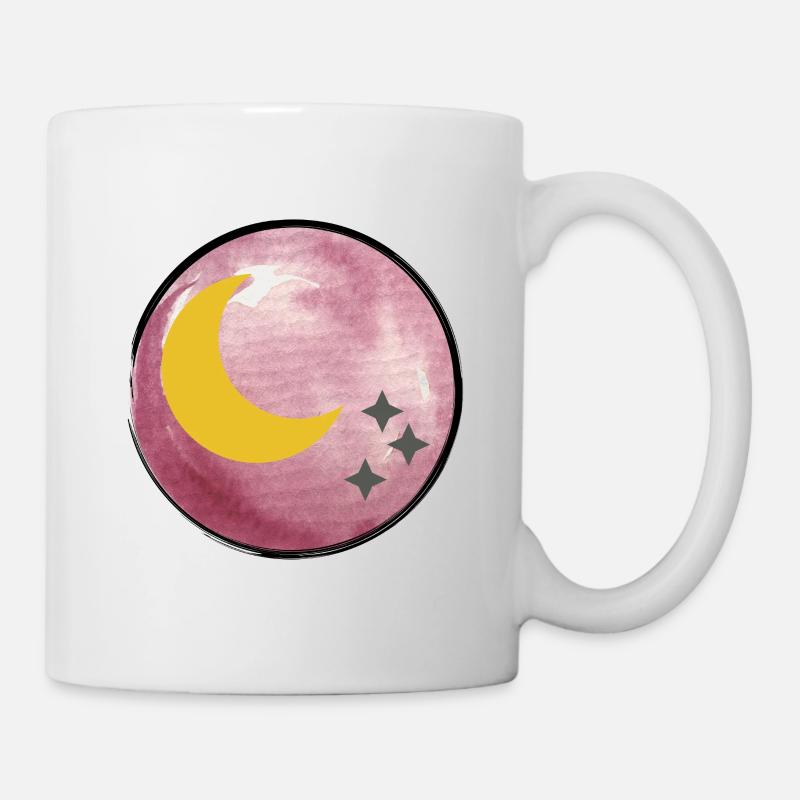 Moon and stars illustration on watercolors - Mug - white