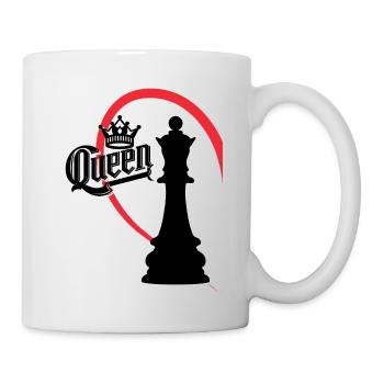 Schachkönigin Links Halbherz - Tasse - Weiß - Rechts
