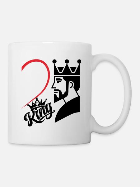Un roi avec un cœur et une inscription sur le côté droit - Mug blanc - blanc