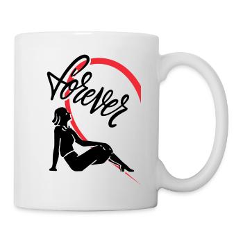 Frau mit der Inschrift links von der Herzhälfte - Tasse - Weiß - Rechts