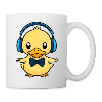Canard mignon avec des écouteurs - Mug blanc - blanc - Droite