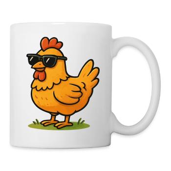 Lustiger Hahn mit Sonnenbrille - Tasse - Weiß - Rechts