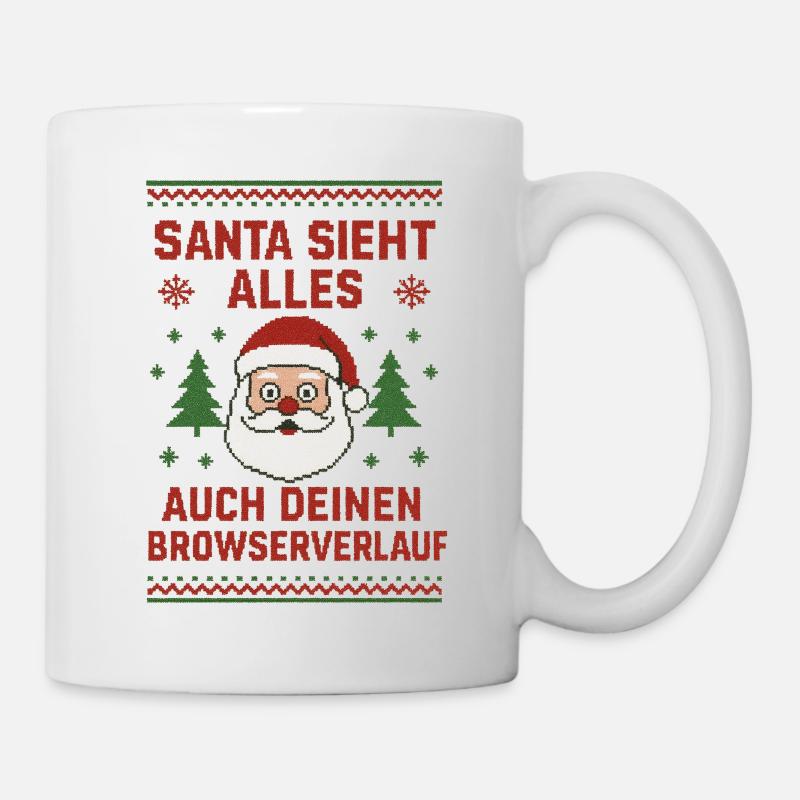 Santa sieht alles - Tasse - Weiß