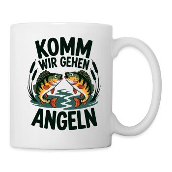 springende Barsche für große und kleine Angler - Tasse - Weiß - Rechts