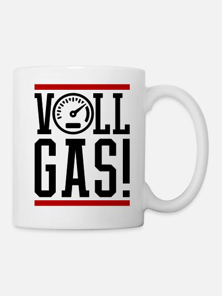 Vollgas Tacho Spruch - Tasse - Weiß