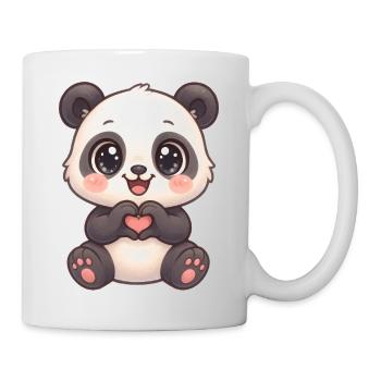 Cute panda with heart hands - Mug - white - Right