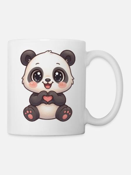 Süßer Panda mit Herzhänden - Tasse - Weiß