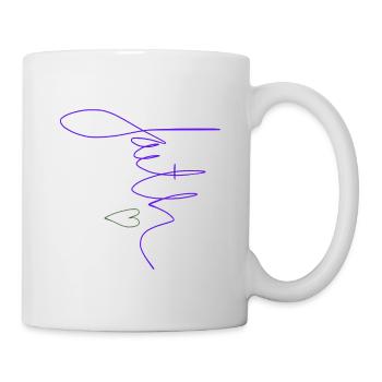 Handwritten "faith" with heart - inspirational - Mug - white - Right