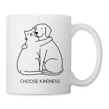 Choose Kindness – Katze & Hund Umarmung - Tasse - Weiß - Rechts