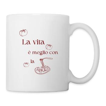Italian Pasta Quote with Tomato Illustration - Mug - white - Right