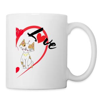 Cat with the inscription Love half of a heart - Mug - white - Right