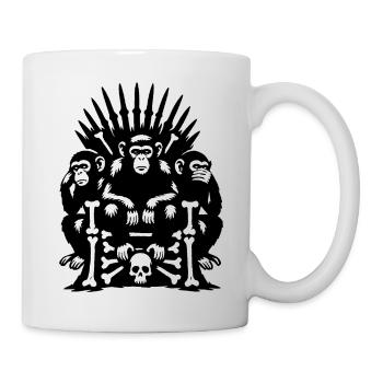 Affen auf Totenkopf und Knochen Thron - Tasse - Weiß - Rechts