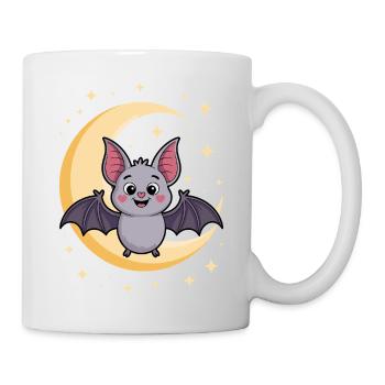 Nachtaktiver Fledermaus-Katzen-Design - Tasse - Weiß - Rechts