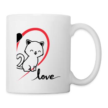 Cat with the inscription Love half of a heart - Mug - white - Right