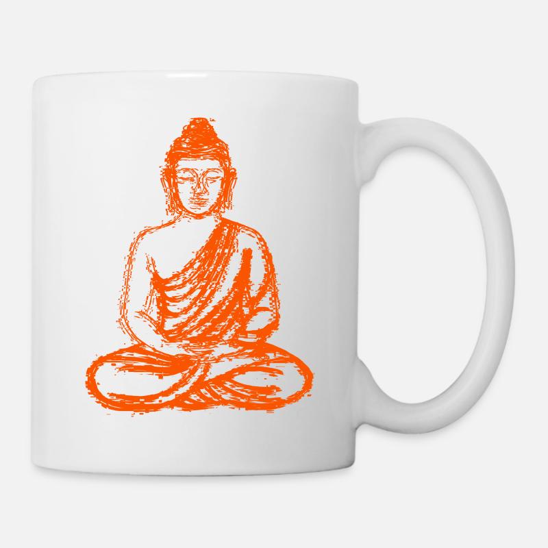 Bouddha – Neon Glitch Art Spirituel - Mug blanc - blanc