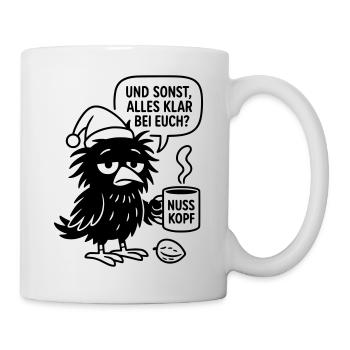 Corbeau mignon avec tasse et bulle de dialogue - Mug blanc - blanc - Droite