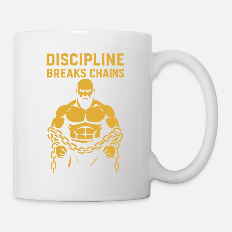 Discipline Breaks Chains Motivational Design - Mug - white
