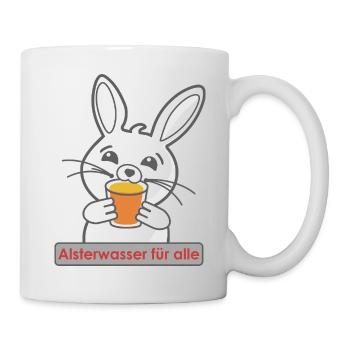 Cute bunny motif with drink - Mug - white - Right