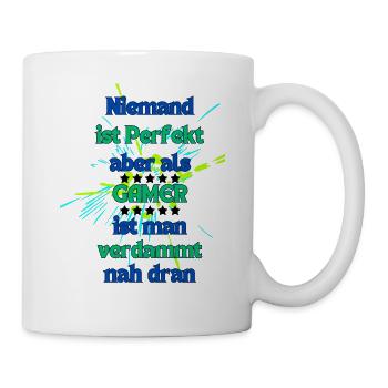 Kreativer Gaming-Spruch mit Feuerwerk - Tasse - Weiß - Rechts