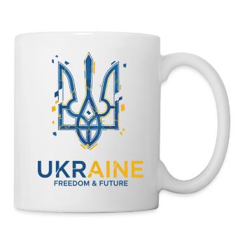 Emblème du trident ukrainien sur le thème de la liberté - Mug blanc - blanc - Droite