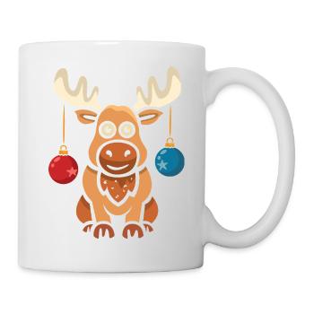 Christmas cartoon moose - Mug - white - Right