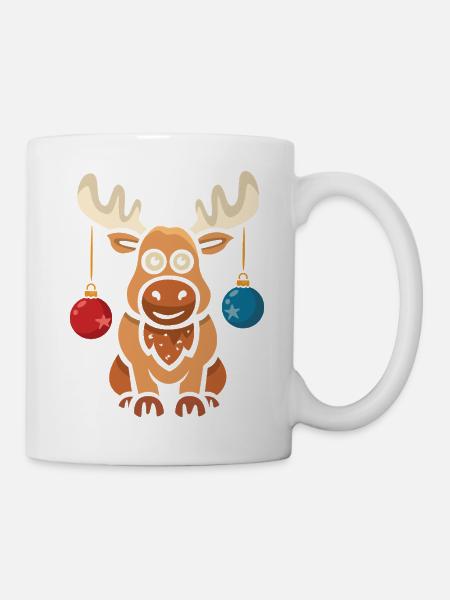 Christmas cartoon moose - Mug - white