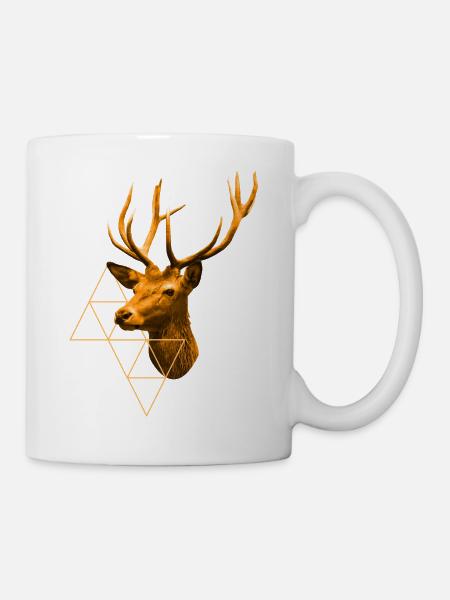 goldener Hirsch - Tasse - Weiß