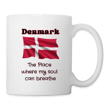 Denmark flag with heart and text - Mug - white - Right