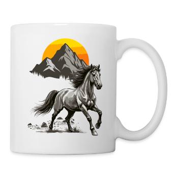 Galoppierender Gipfel-Sonnenuntergang - Tasse - Weiß - Rechts
